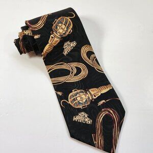 Tim Allen Home Improvement Men's Necktie Polyester Black & Gold 56" x 4" Vintage